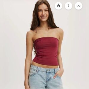 Strapless Tube Top in Burgundy by Cotton On
